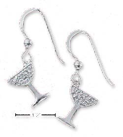 
Sterling Silver Cubic Zirconia Champagne Glass French Wire Earrings
