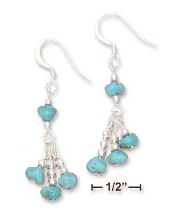 
Sterling Silver Simulated Turquoise Nugget Triple Dangle Earrings
