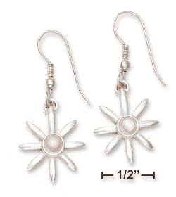 
Sterling Silver Flower Earrings With 5mm Pink Simulated Mother of Pearl Center
