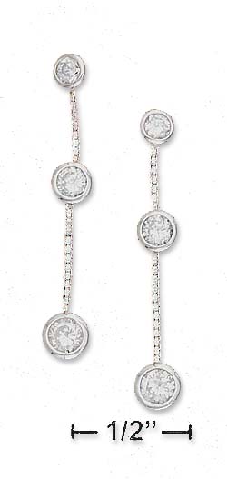 
SS 3mm 3.5mm 4mm Cubic Zirconia With Box Chain Post Dangle Earrings
