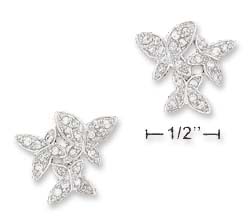 
Sterling Silver Pave Cubic Zirconia Butterfly Cluster Post Earrings
