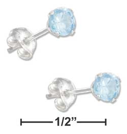 
Sterling Silver 4mm March Cubic Zirconia Post Earrings (Light Blue)
