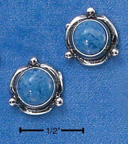 
Sterling Silver Flower Concho Denim Lapis Post Earrings

