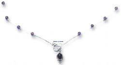
Sterling Silver LS Choker With 17 Amethyst Beads Pendant With Toggle
