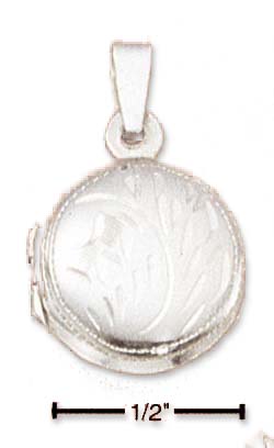 
Sterling Silver Extra Small Etched Round Locket Pendant
