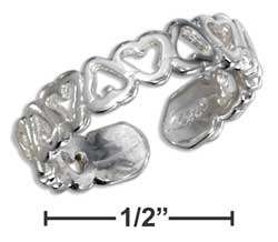 
Sterling Silver Inverted Open Hearts Band Ring Toe Ring
