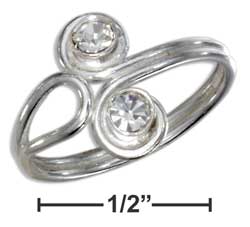 
Sterling Silver Figure Eight With Double Cubic Zirconias On Split Shank Toe Ring
