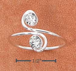 
Sterling Silver S Shape With 2 Clear Crystals Toe Ring
