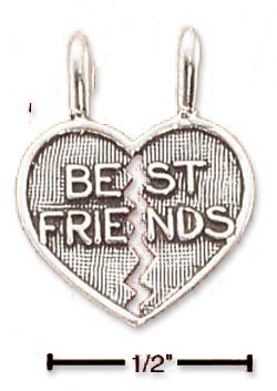 
Sterling Silver Small Best Friends 2 Piece Heart Charm
