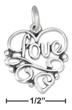 
Sterling Silver Scrolled Love With In Open Heart Charm
