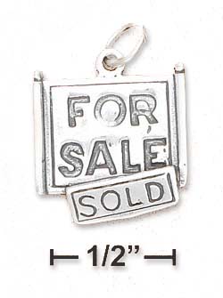 
Sterling Silver Flat Antiqued For Sale/Sold Sign Charm

