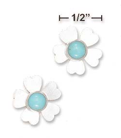 
Sterling Silver 6mm Simulated Turquoise Flower Post Earrings (Appr. 1/2 Inch)
