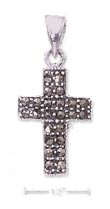 
SS Small Squared Marcasite Cross Charm ( 
