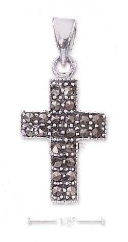 
Sterling Silver Small Squared Marcasite CroSterling Silver Charm ( Appr. 1 Inch)
