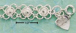 
Sterling Silver Fancy Flat Wire Flowers With Raised Center Bracelet
