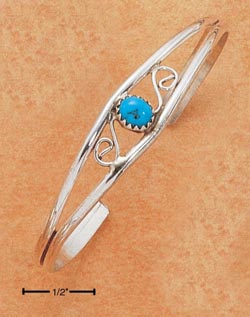 
Sterling Silver Simulated Turquoise Open Wire Cuff With S Design
