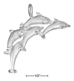 
Sterling Silver Five Dolphins Swimming In School Charm
