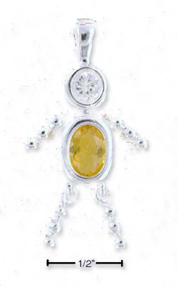
Sterling Silver November Bead Boy Charm With Yellow Cubic Zirconia

