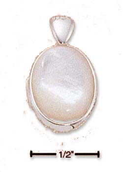 
Sterling Silver Bezel Set Oval Simulated Mother of Pearl Pendant
