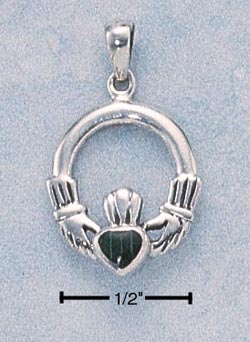 
Sterling Silver Small Claddaugh With Malachite Pendant
