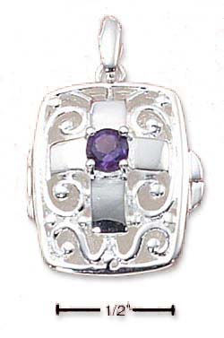 
Sterling Silver Filigree Locket With CroSterling Silver Pendant Amethyst
