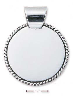 
Sterling Silver Round Engravable Roped Medallion Charm
