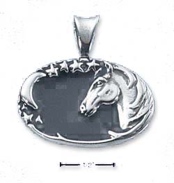 
Sterling Silver Horse-head With Moon and Stars Pendant
