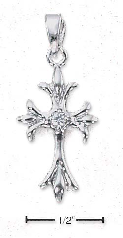 
Sterling Silver Small CroSterling Silver Pendant With Branched Ends Cubic Zirconia In Center

