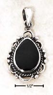 
SS Onyx Tear Pendant With Roped Scalloped

