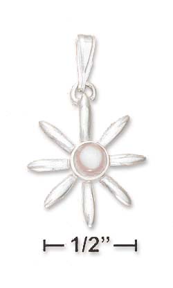 
Sterling Silver Flower Pendant With 4mm Pink Simulated Mother of Pearl Center
