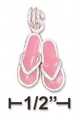 
Sterling Silver 10mm Pink Enamel Pair Of Sandals Charm
