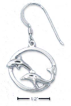 
Sterling Silver Double Dolphin With In Circle Earrings
