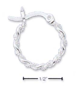 
Sterling Silver 16mm Twisted Hoop With Ropings French Lock Earrings
