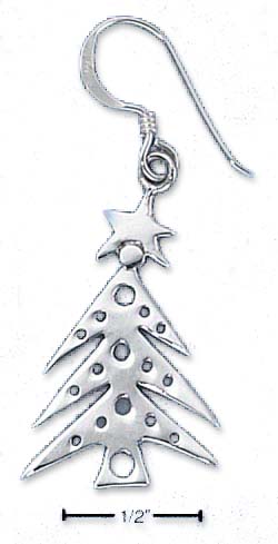 
Sterling Silver Flat Christmas Tree Earrings With Cut Out Ornaments
