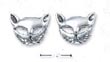 
Sterling Silver Cat Faces With Open Eyes 
