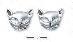 
Sterling Silver Cat Faces With Open Eyes Post Earrings
