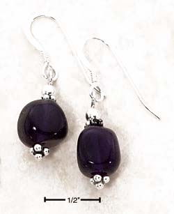 
Sterling Silver Polished Amethyst Stones With Mini Children Beading Earrings
