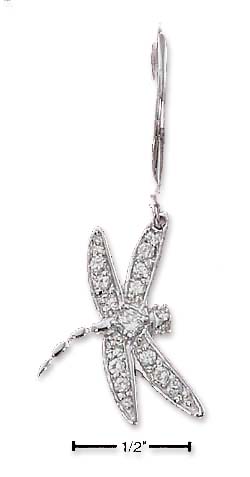 
Sterling Silver Pave Cubic Zirconia Dragonfly French Wire Earrings

