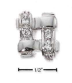 
Sterling Silver and Pave Cubic Zirconia Woven Square Post Earrings
