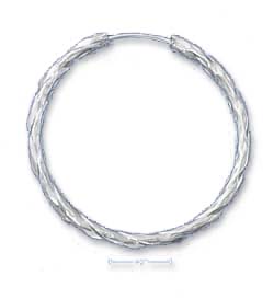 
Sterling Silver 49mm Sparkle-Cut Twisted Hoop Earrings
