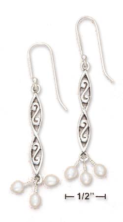 
SS Double Scroll Design Earrings With Freshwater Cultured Pearl Dangles
