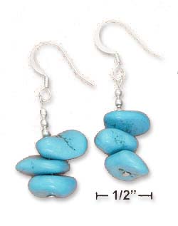 
Sterling Silver Triple Large Simulated Turquoise Nugget Earrings
