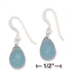 
Sterling Silver 7x12mm Simulated Blue Chalcedony Briolette Earrings
