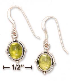 
Sterling Silver 5x7mm Peridot With Scalloped Beaded Border Earrings
