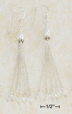 
Sterling Silver Dangle Earrings With Freshwater Cultured Pearl 4 strand s Of Chain Xtl
