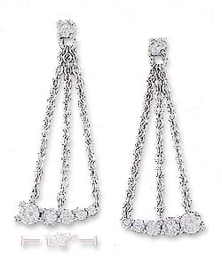 
Sterling Silver 3mm Cubic Zirconia Post Earrings With Swinging Journey Pendulum
