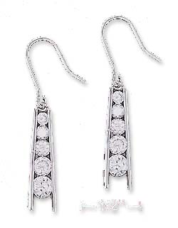 
Sterling Silver Clear Cubic Zirconia Journey Style Ladder Earrings

