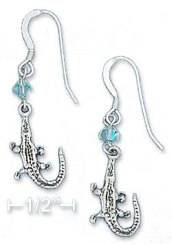 
Sterling Silver Alligator Earrings With Light Green Crystal Xtal

