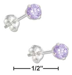 
Sterling Silver 4mm February Cubic Zirconia Post Earrings (Purple)
