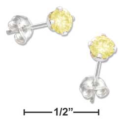 
Sterling Silver 4mm November Cubic Zirconia Post Earrings (Yellow)
